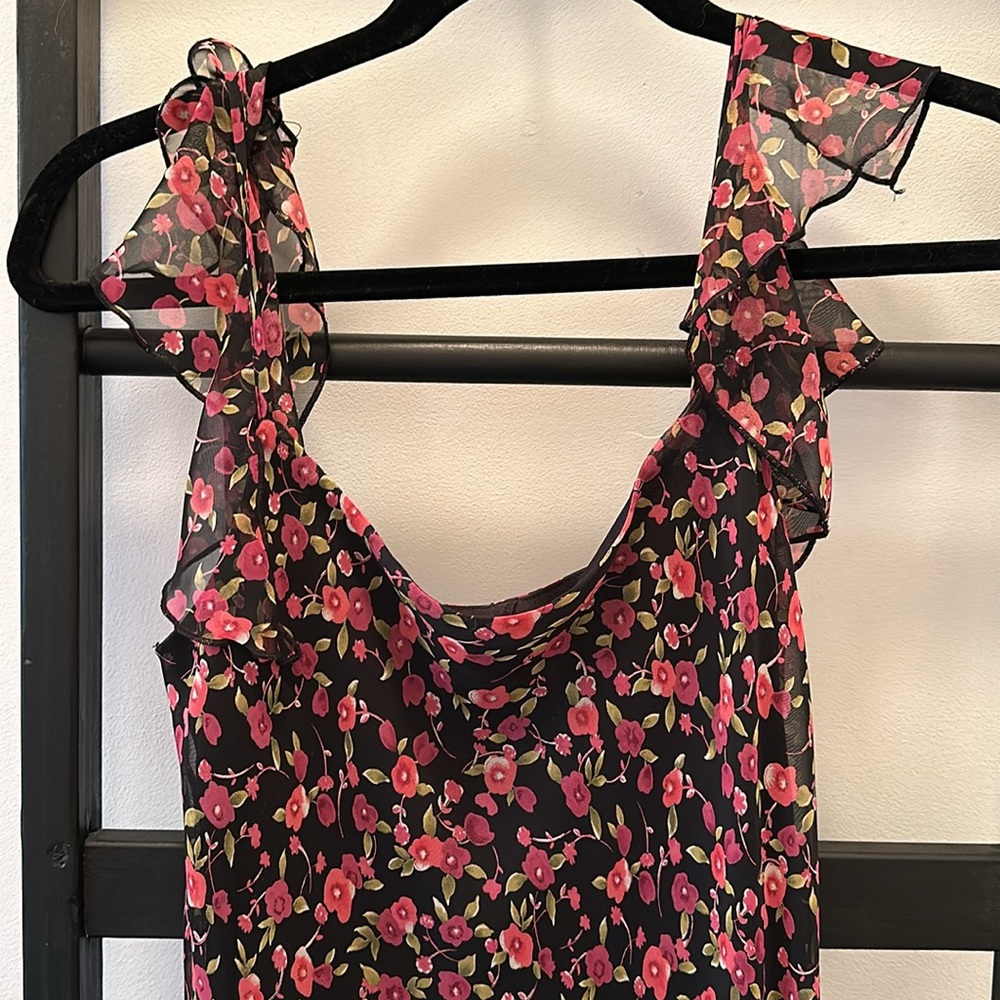 Alyn Paige Black Floral Dress Pink Flowers Size 7/8